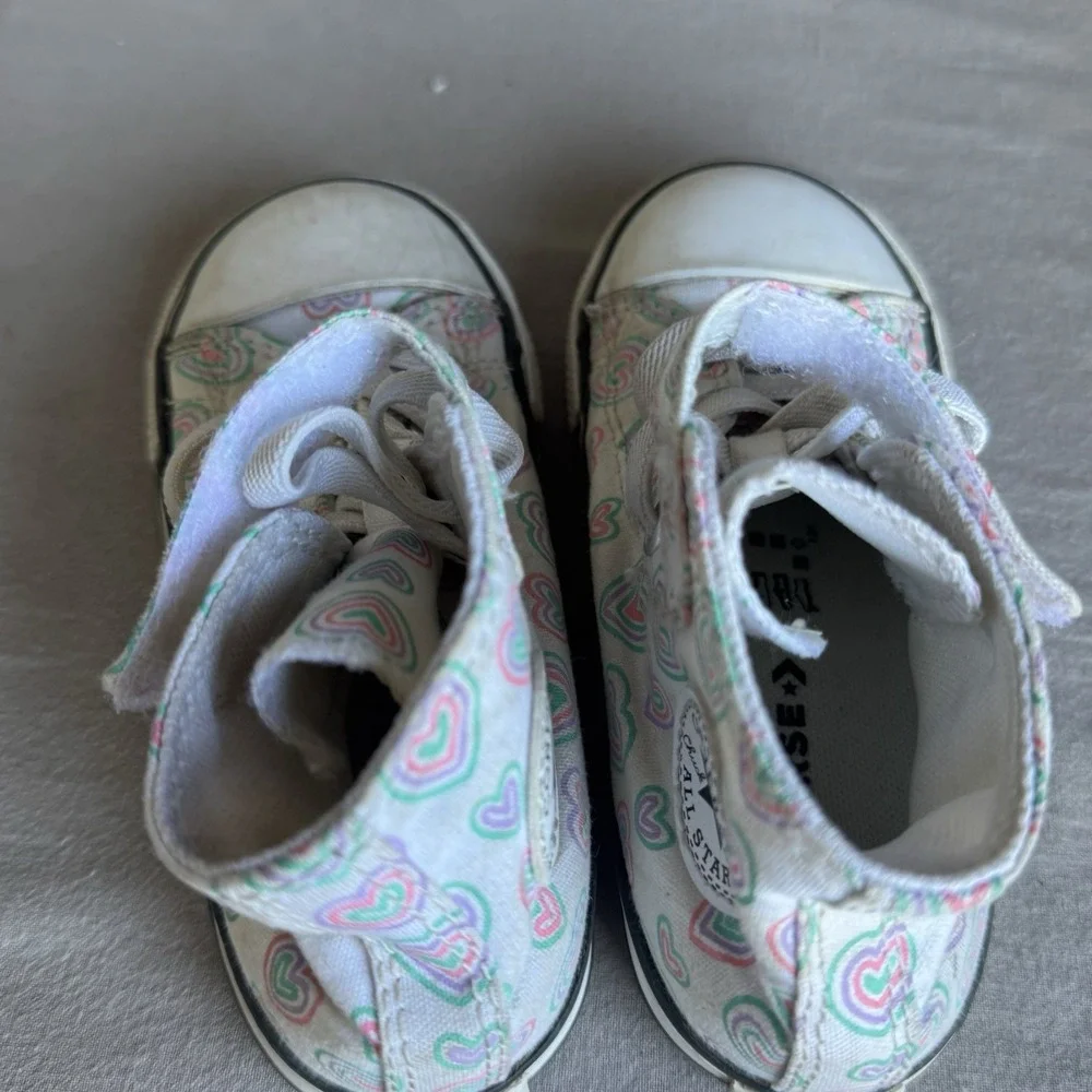 Size 9c - Converse Chuck Taylor Hi 'Colorful Hearts' Toddler Sneakers